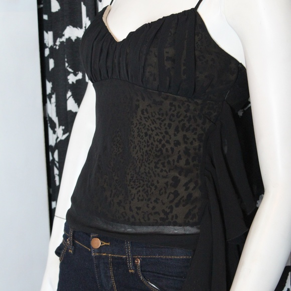 NWT Charlotte Russe Sheer Cheetah Spaghetti Strap Tank Top Size Small - Picture 3 of 5